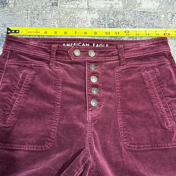 American Eagle Jegging Womens Burgundy Corduroy Hi Rise Button Fly sz 10 (32X28) - Picture 6 of 13